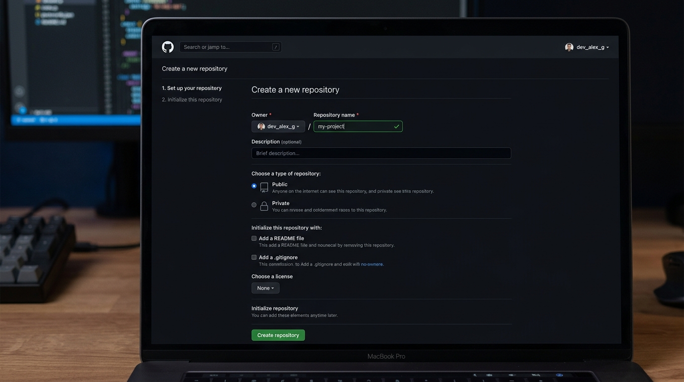 GitHub UI Mockup: Creating a new repository